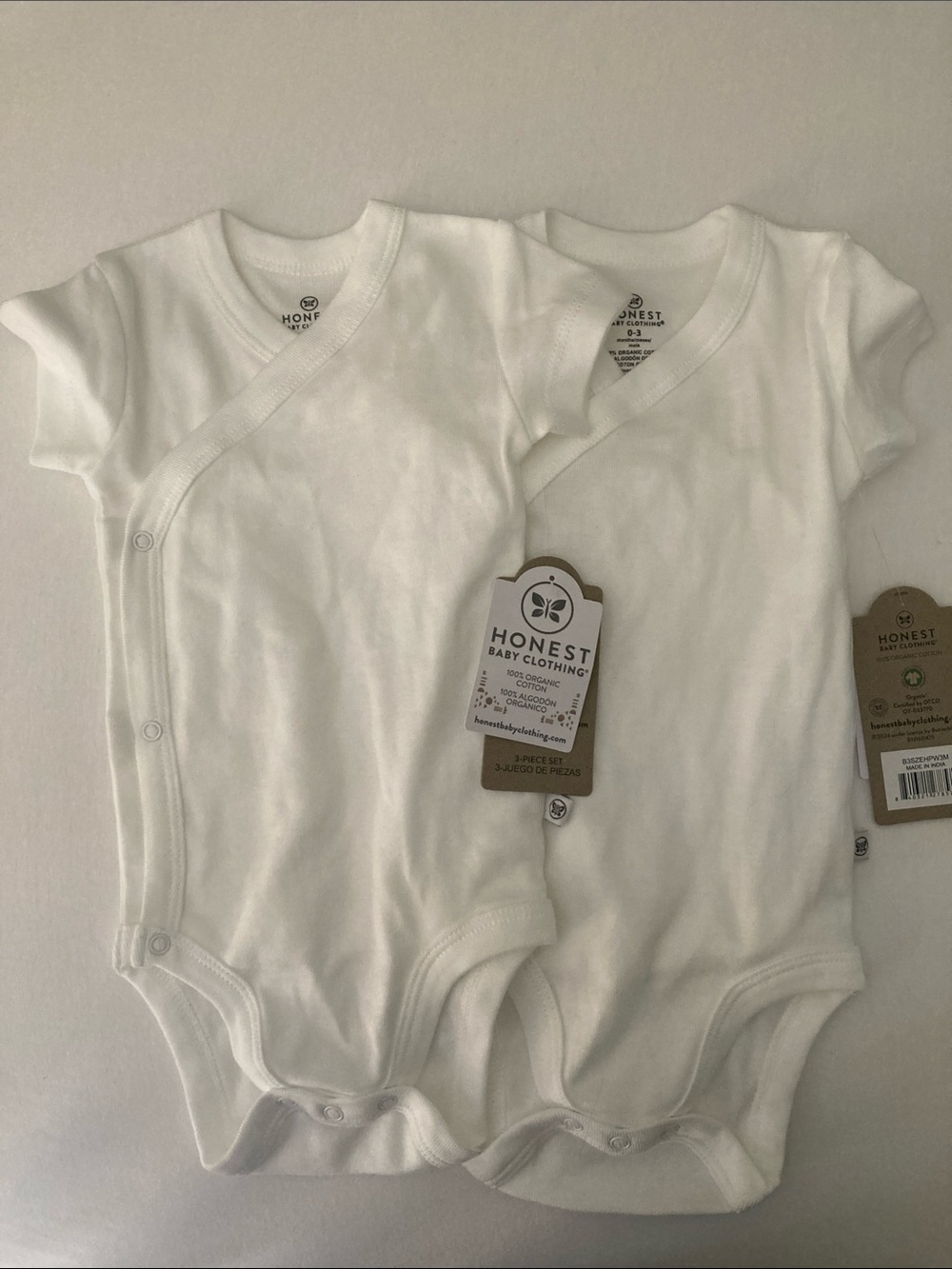 The Honest Company White Infant Side-Snap Kimono Bodysuit Duo